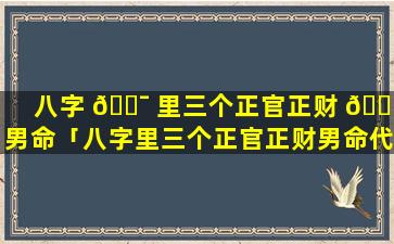 八字 🐯 里三个正官正财 💐 男命「八字里三个正官正财男命代表什么」